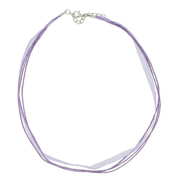 NECKLACE WITH CLASP - THREAD AND ORGANZA - NECKLACE - 43+4cm PURPLE (LIGHT) 166 - 1pc.