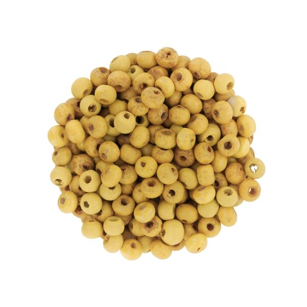 WOODEN BEADS - BALL SHAPED - 5x7mm YELLOW (MATTE) А09 - PACKAGE 500g (7000pcs.) Hole-2.0mm