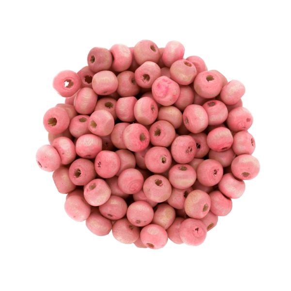 WOODEN BEADS - BALL SHAPED - 5x7mm CORAL PINK А46 - 50g (700pcs.) Hole-2.0mm