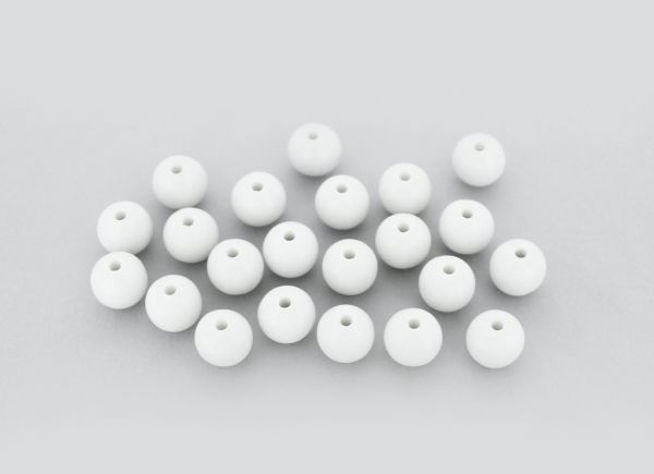 OPAQUE PLASTIC BEADS - BALL - 10mm WHITE С01 - 50g Hole-2.2mm (93pcs.)