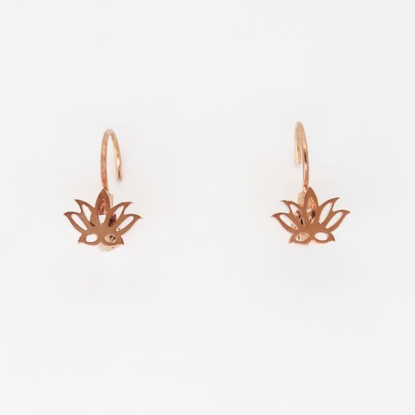 БИЖУТЕРИЯ - ОБЕЦИ - АНГЛИЙСКО ЗАКОПЧАВАНЕ - СТОМАНА - ЛОТОС Е270 - 1.0х1.6см ЗЛАТИСТО РОЗОВО - 1 чифт