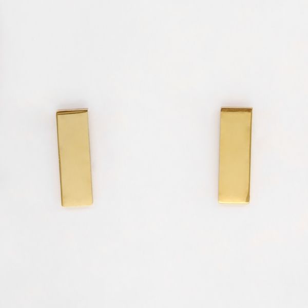 JEWELRY - EARRINGS - SCREW - STAINLESS STEEL - RECTANGLE Е273 - 0.5x1.8cm GOLD - PACKAGE 12 pairs