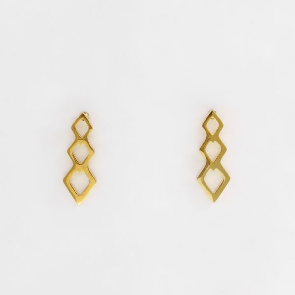 JEWELRY - EARRINGS - SCREW - STAINLESS STEEL - RHOMBUS Е272 - 0.6x1.8cm GOLD - PACKAGE 12 pairs