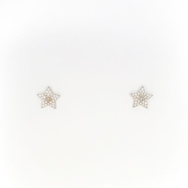 БИЖУТЕРИЯ - ОБЕЦИ - ВИНТ - ЦИРКОН - ЗВЕЗДА Е287 - 1.0х1.0см НИКЕЛ - 1 чифт