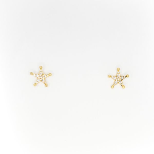 БИЖУТЕРИЯ - ОБЕЦИ - ВИНТ - ЦИРКОН - ЗВЕЗДА Е311 - 1.2х1.2см ЗЛАТИСТО - ПАКЕТ 6 чифта