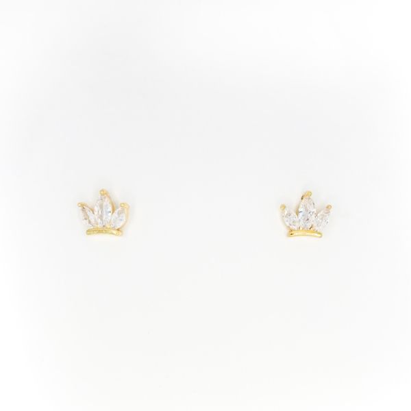 БИЖУТЕРИЯ - ОБЕЦИ - ВИНТ - ЦИРКОН - КОРОНА Е310 - 1.1х1.0см ЗЛАТИСТО - ПАКЕТ 6 чифта