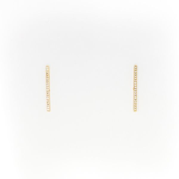 БИЖУТЕРИЯ - ОБЕЦИ - ВИНТ - ЦИРКОН - ПРЪЧИЦА Е306 - 0.2х2.4см ЗЛАТИСТО - ПАКЕТ 6 чифта