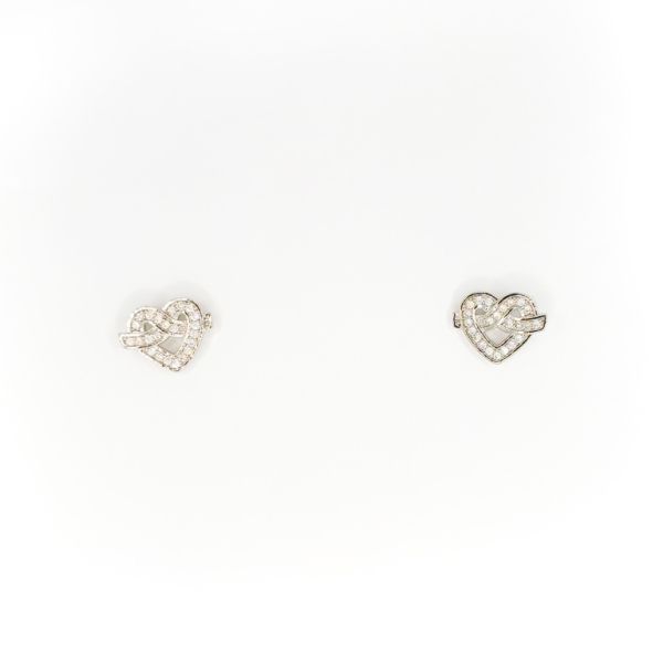 БИЖУТЕРИЯ - ОБЕЦИ - ВИНТ - ЦИРКОН - СЪРЦЕ Е280 - 0.8х0.5см НИКЕЛ - ПАКЕТ 6 чифта