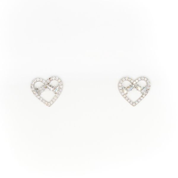 БИЖУТЕРИЯ - ОБЕЦИ - ВИНТ - ЦИРКОН - СЪРЦЕ Е282 - 1.7х1.5см НИКЕЛ - ПАКЕТ 6 чифта