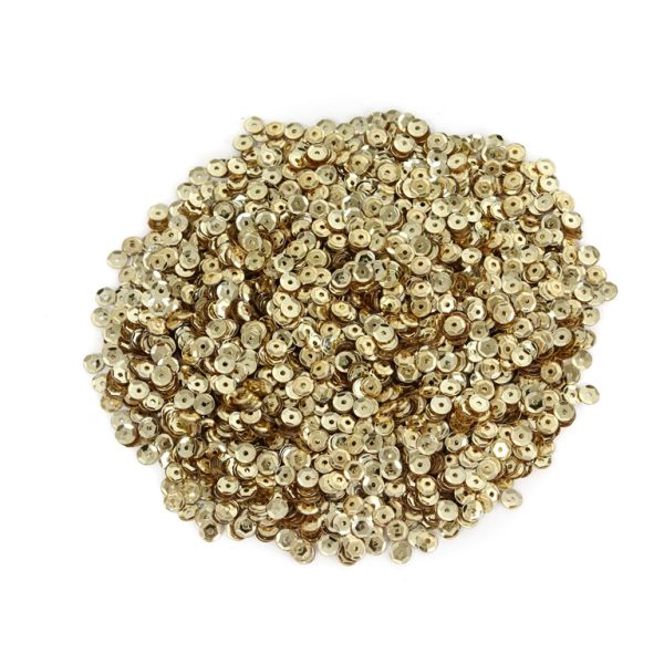 SEQUINS - CIRCLE 04 RELIEF - METALLIC - 4mm GOLD 057 - PACKAGE 250g Hole-1.0mm