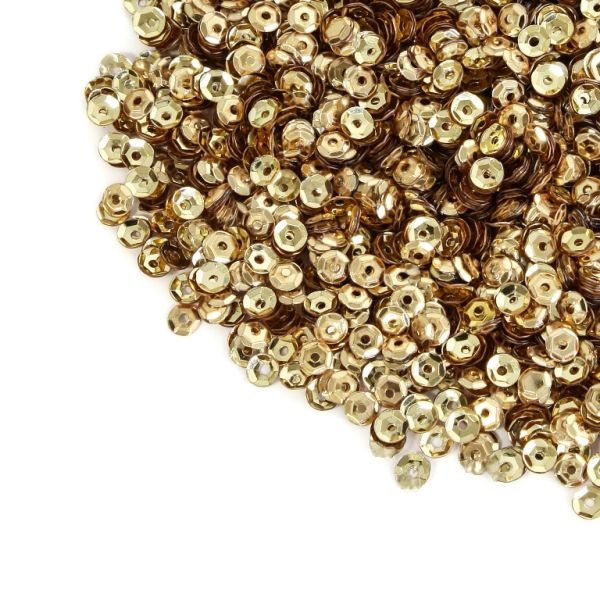 SEQUINS - CIRCLE 04 RELIEF - METALLIC - 4mm GOLD 058 - 20g Hole-1.0mm