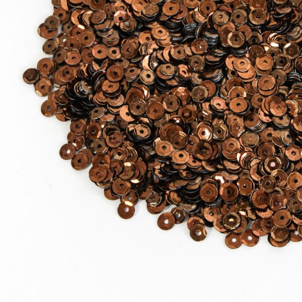 SEQUINS - CIRCLE 04 RELIEF - METALLIC - 4mm BROWN 059 - 20g Hole-1.0mm