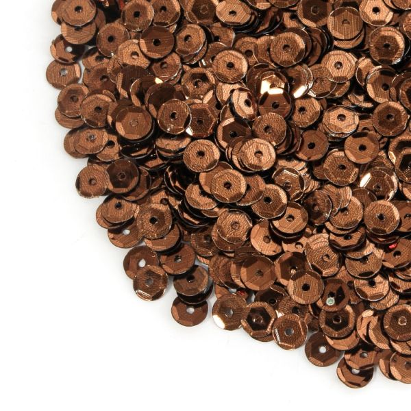 SEQUINS - CIRCLE 04 RELIEF - METALLIC - 7mm BROWN 059 - 20g Hole-1.0mm