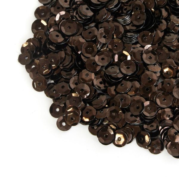 SEQUINS - CIRCLE 04 RELIEF - METALLIC - 7mm BROWN (DARK) 065 - 20g Hole-1.0mm