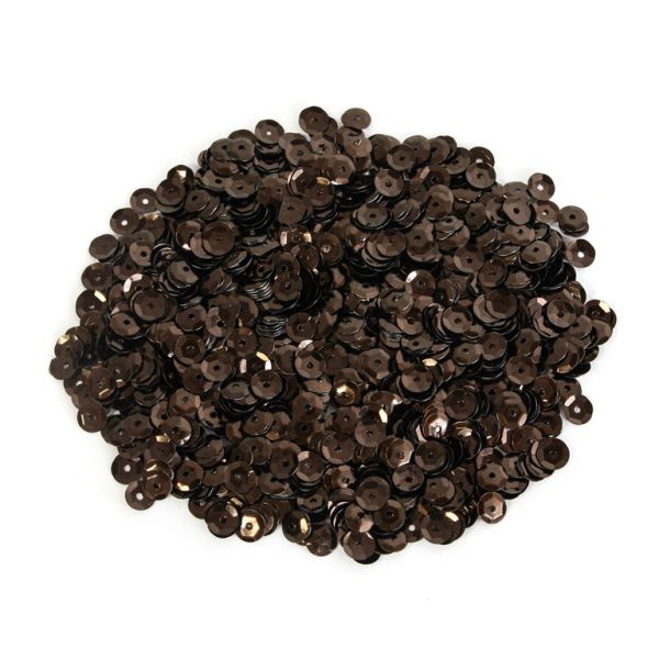 SEQUINS - CIRCLE 04 RELIEF - METALLIC - 7mm BROWN (DARK) 065 - PACKAGE 250g Hole-1.0mm