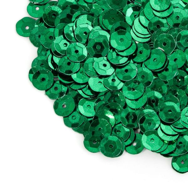 SEQUINS - CIRCLE 04 RELIEF - METALLIC - 8mm GREEN (DARK) 063 - 20g Hole-1.0mm