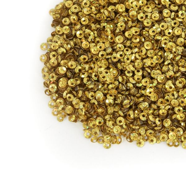 SEQUINS - CIRCLE 04 RELIEF - HOLOGRAPHIC - 3mm YELLOW 124 - 20g Hole-1.0mm
