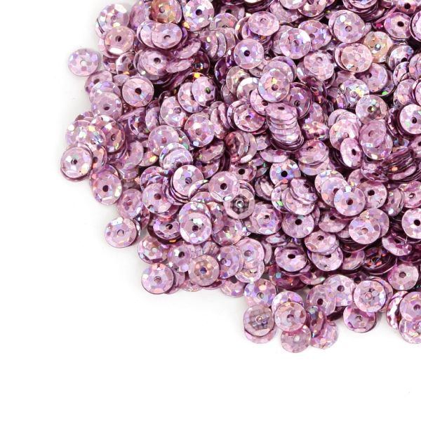 SEQUINS - CIRCLE 04 RELIEF - HOLOGRAPHIC - 5mm PINK 114 - 20g Hole-1.0mm