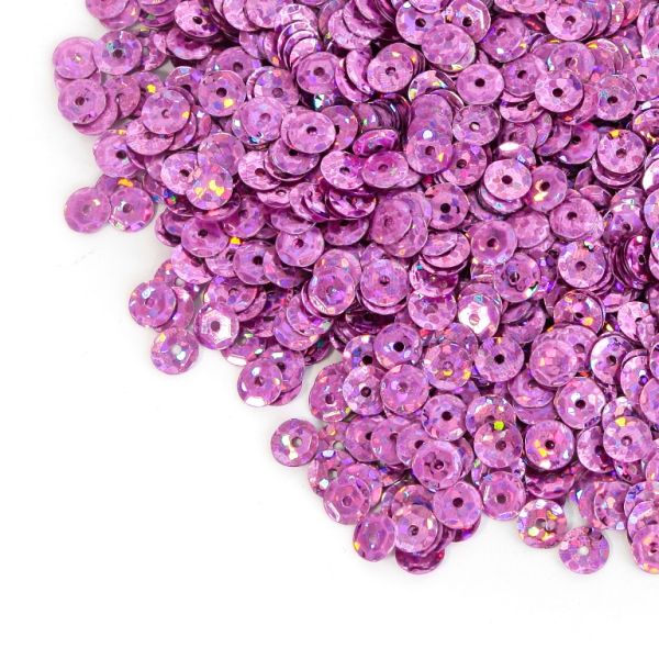 SEQUINS - CIRCLE 04 RELIEF - HOLOGRAPHIC - 5mm PINK (DARK) 116 - 20g Hole-1.0mm