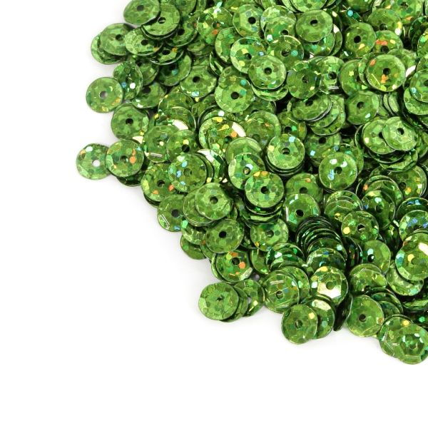 SEQUINS - CIRCLE 04 RELIEF - HOLOGRAPHIC - 7mm GREEN 118 - 20g Hole-1.0mm