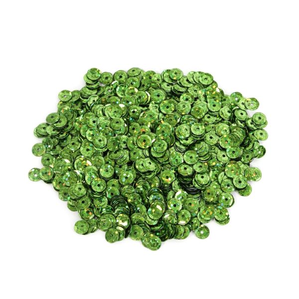 SEQUINS - CIRCLE 04 RELIEF - HOLOGRAPHIC - 7mm GREEN 118 - PACKAGE 250g Hole-1.0mm