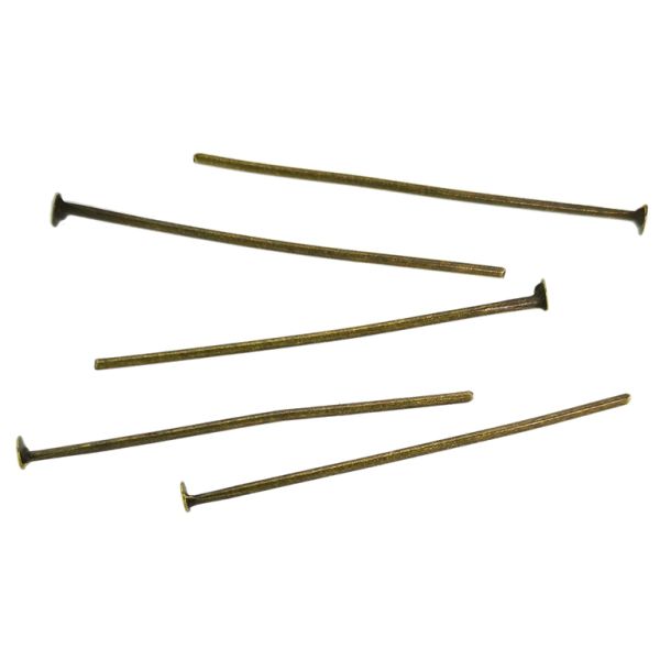 METAL ELEMENTS - T HEAD PINS - 30x0.8mm ANTIQUE BRONZE - 500g (4070pcs.)