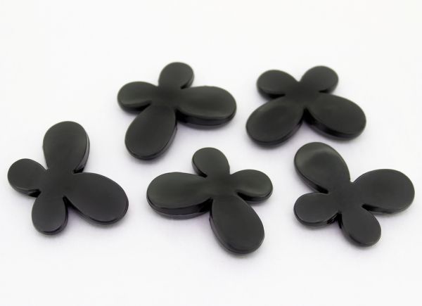 OPAQUE PLASTIC BEADS - BUTTERFLY 01 - SMOOTH - 21x29x6mm BLACK С42 - PACKAGE 500g Hole-3.0mm (250pcs.)
