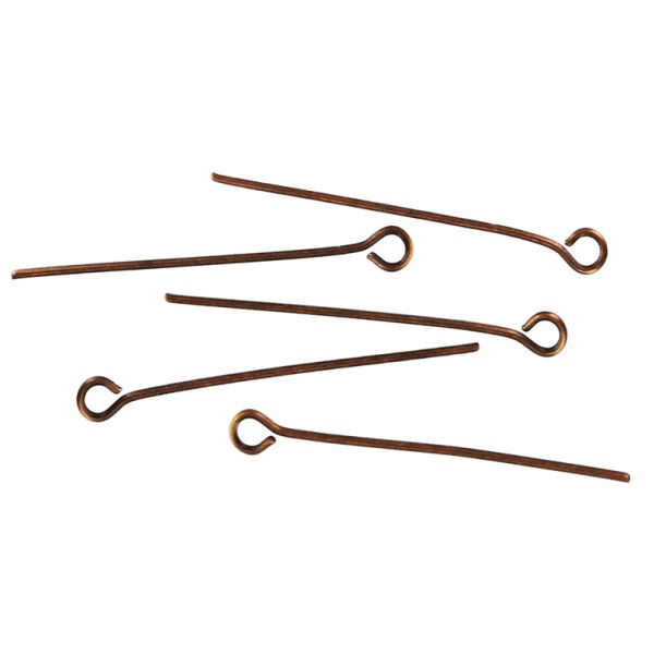 METAL ELEMENTS - EYE HEAD PINS - 25x0.7mm ANTIQUE BRASS - 500g Hole-2.0mm (5150pcs.)