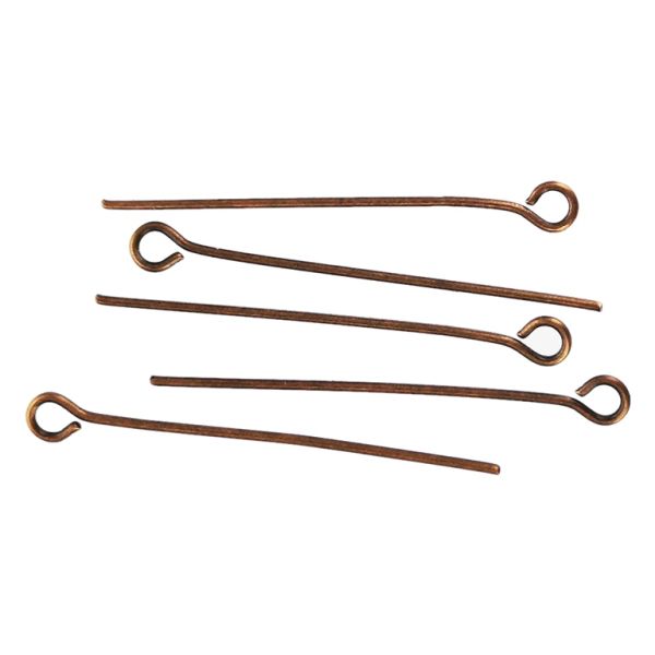 METAL ELEMENTS - EYE HEAD PINS - 30x0.7mm ANTIQUE BRASS - 500g Hole-2.0mm (4160pcs.)