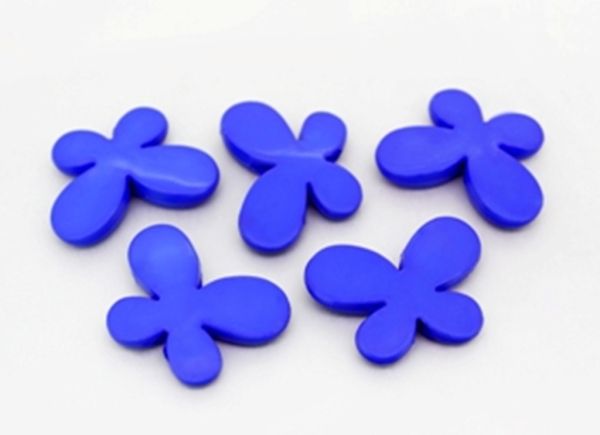 OPAQUE PLASTIC BEADS - BUTTERFLY 01 - SMOOTH - 21x29x6mm BLUE (DARK) С33 - PACKAGE 500g Hole-3.0mm (250pcs.)