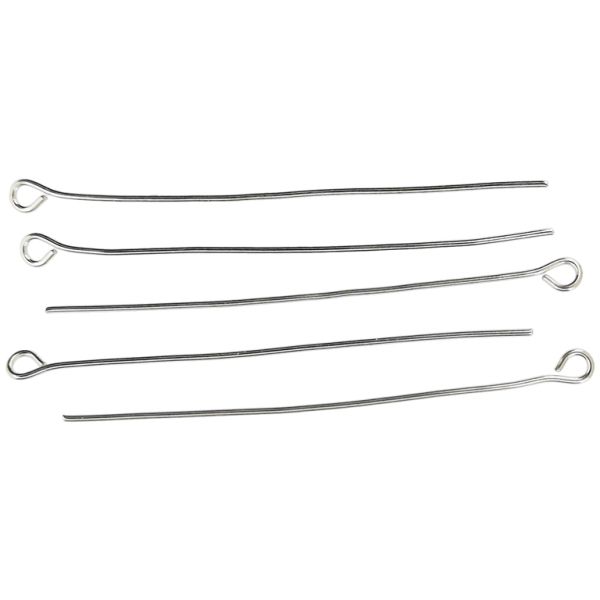 METAL ELEMENTS - EYE HEAD PINS - 50x0.7mm NICKEL COLOR - 500g Hole-2.0mm (2780pcs.)