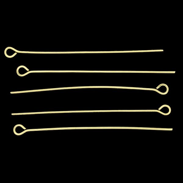 METAL ELEMENTS - EYE HEAD PINS - STEEL 304 - 50x0.7mm GOLD COLOR - 5g (28pcs.) Hole-2.0mm