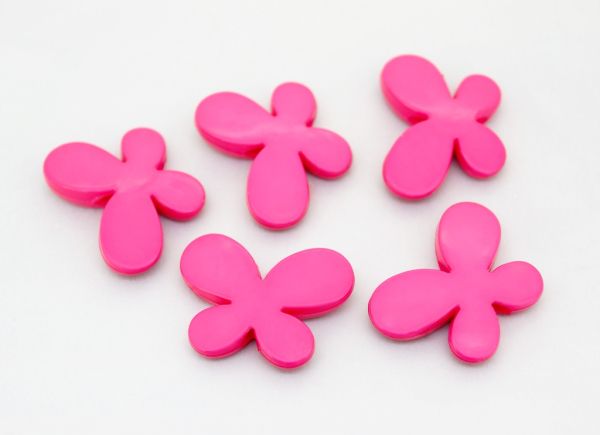 OPAQUE PLASTIC BEADS - BUTTERFLY 01 - SMOOTH - 21x29x6mm CYCLAMEN PINK (LIGHT) С04 - PACKAGE 500g Hole-3.0mm (250pcs.)