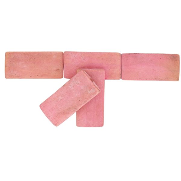 WOODEN BEADS - CONVEX RECTANGULAR - 40х20х6mm PINK А12 - PACKAGE 100pcs. Hole-3.0mm
