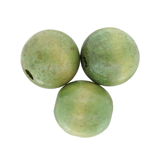 WOODEN BEADS - BALL SHAPED - 27x28mm GREEN (LIGHT) А25 - PACKAGE 50pcs. Hole-5.0mm