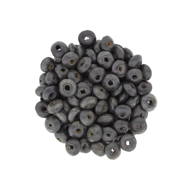 WOODEN BEADS - DONUT SHAPED 01 - 8x4mm BLACK (MATTE) A21 - PACKAGE 500g (6650pcs.) Hole-3.0mm