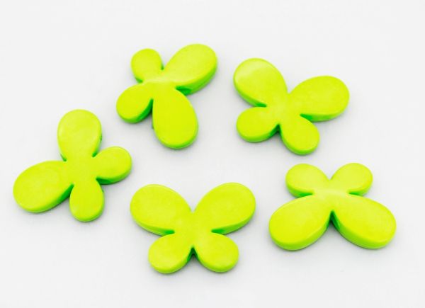 OPAQUE PLASTIC BEADS - BUTTERFLY 01 - SMOOTH - 21x29x6mm GREEN С23 - 50g Hole-3.0mm (26pcs.)