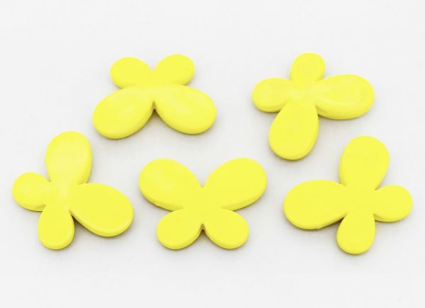 OPAQUE PLASTIC BEADS - BUTTERFLY 01 - SMOOTH - 21x29x6mm YELLOW С17 - 50g Hole-3.0mm (26pcs.)