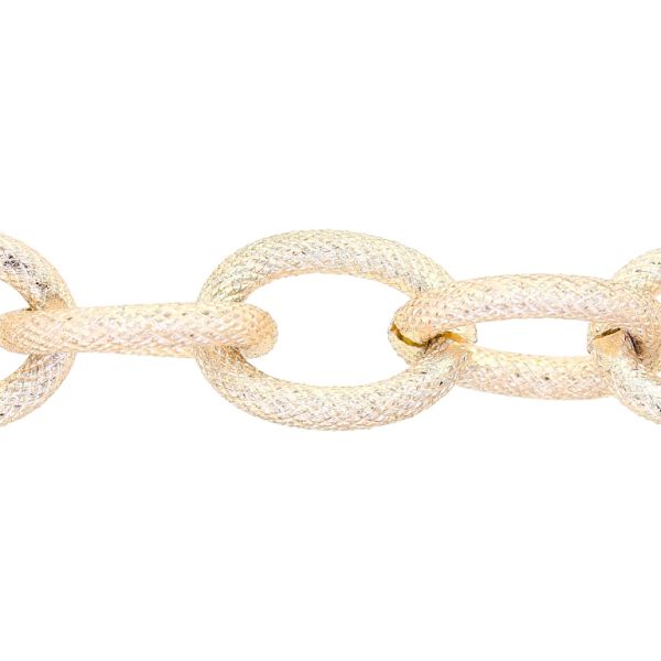 METAL CHAIN - ALUMINUM - BRAIDED ROPE TEXTURED CABLE - 3x16x21mm GOLD (LIGHT) - PACKAGE 5meters