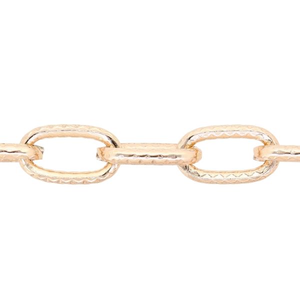 METAL CHAIN - ALUMINUM - FACETED CABLE - 2.5x9x17mm GOLD (LIGHT) - PACKAGE 5meters