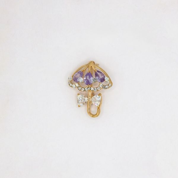 БИЖУТЕРИЯ - БРОШКА - ЦИРКОН - ЧАДЪР В120 - 2.4х2.9см ЗЛАТИСТО И ЛИЛАВО СВ. - 1 бр.