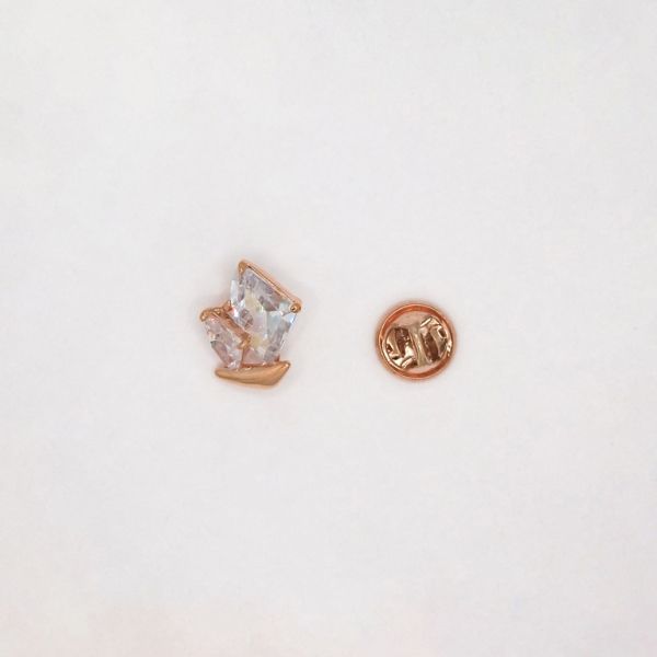 JEWELRY - BROOCH PIN - ZIRCON - SHIP В123 - 1.4x1.9cm ROSE GOLD AND WHITE - PACKAGE 3pcs.