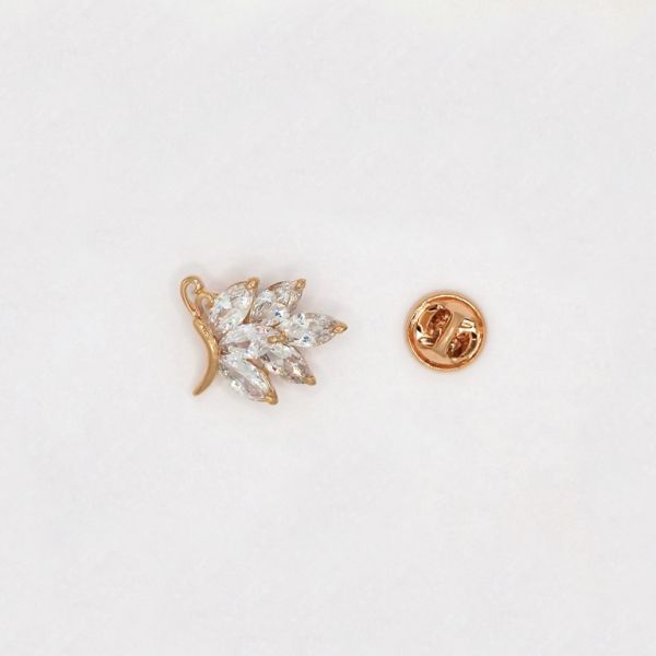 JEWELRY - BROOCH PIN - ZIRCON - BUTTERFLY В122 - 2.3x2.0cm GOLD AND WHITE - PACKAGE 2pcs.