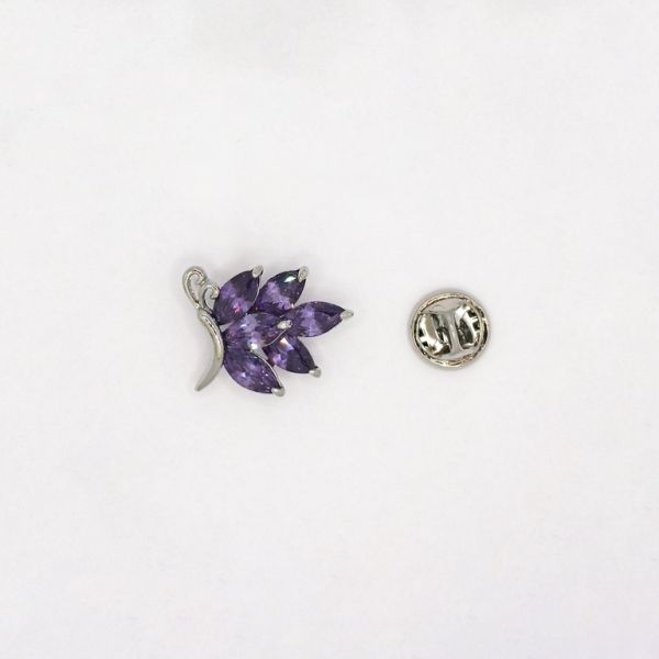 JEWELRY - BROOCH PIN - ZIRCON - BUTTERFLY В122 - 2.3x2.0cm NICKEL AND PURPLE - PACKAGE 2pcs.