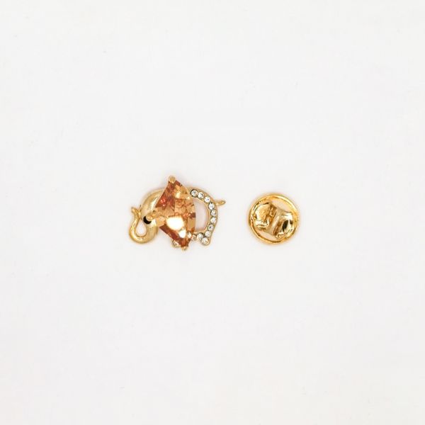 JEWELRY - BROOCH PIN - ZIRCON - ELEPHANT В124 - 2.3x1.7cm GOLD AND BROWN (LIGHT) - 1pc.