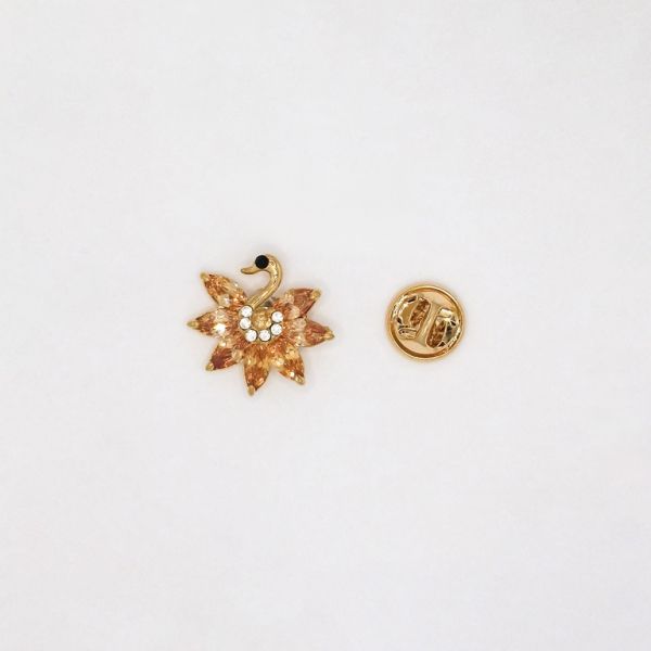 JEWELRY - BROOCH PIN - ZIRCON - PEACOCK В135 - 2.1x2.0cm GOLD AND BROWN (LIGHT) - PACKAGE 3pcs.