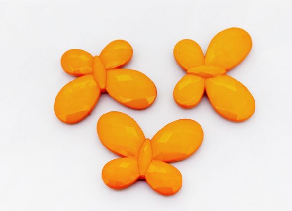 OPAQUE PLASTIC BEADS - BUTTERFLY 03 FACETED - 35x46x7mm ORANGE С21 - PACKAGE 500g Hole-2.5mm (90pcs.)