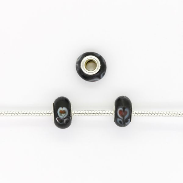 PANDORA TYPE BEADS - GLASS - CIRCLE - 14x10mm BLACK-BLUE (LIGHT)-BROWN 38 - PACKAGE 50pcs. Hole-5.0mm