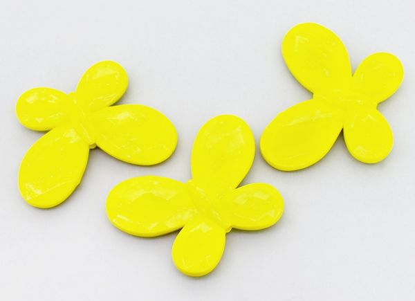 OPAQUE PLASTIC BEADS - BUTTERFLY 03 FACETED - 35x46x7mm YELLOW С17 - 50g Hole-2.5mm (10pcs.)