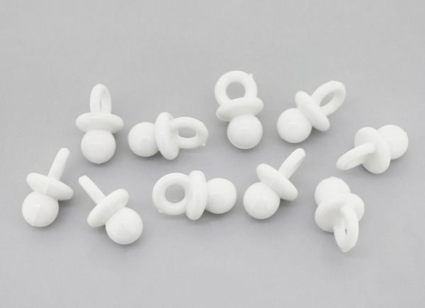 OPAQUE PLASTIC BEADS - PACIFIER - 20x12mm WHITE С01 - PACKAGE 500g Hole-5.0mm (500pcs.)